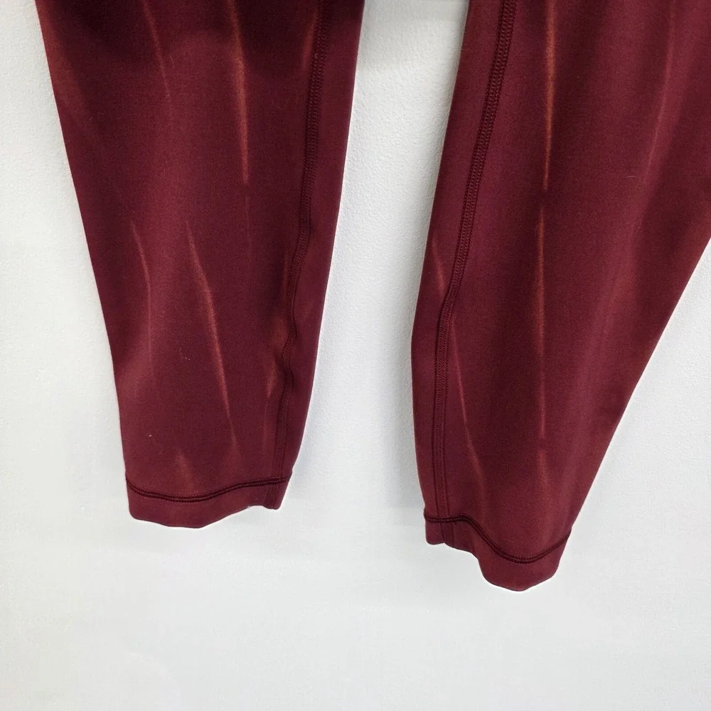 Lululemon Wunder Train Womens 2 Burgundy High Rise Leggings‎ Everlux Yoga Pants